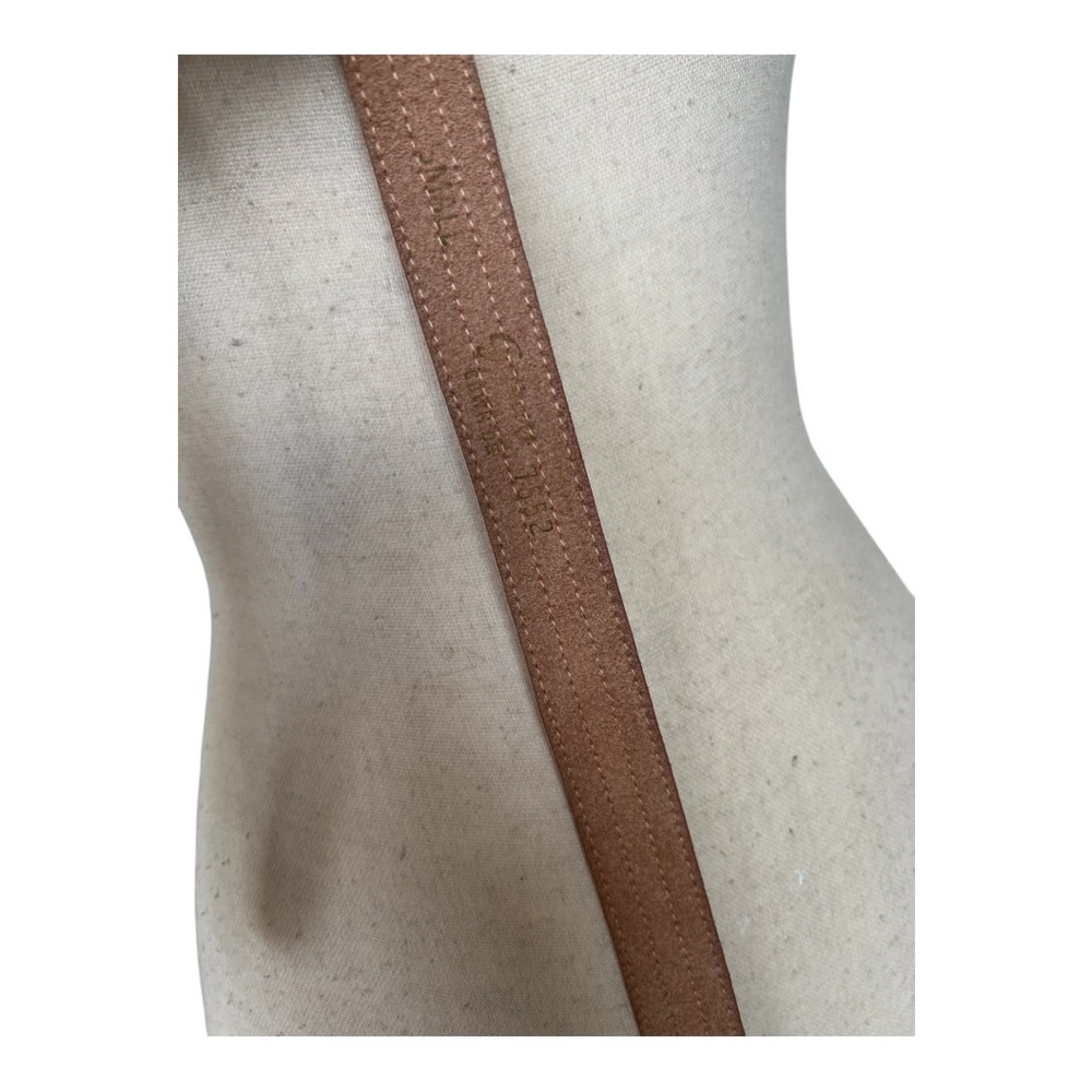 Vintage Brown Leather Belt with Rectangular Buckle and Textured Surface - Picture 5 of 5